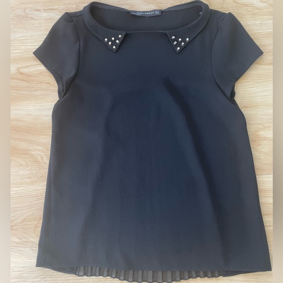 Zara Tops - Zara Women-Studded collar and pleated back flared top